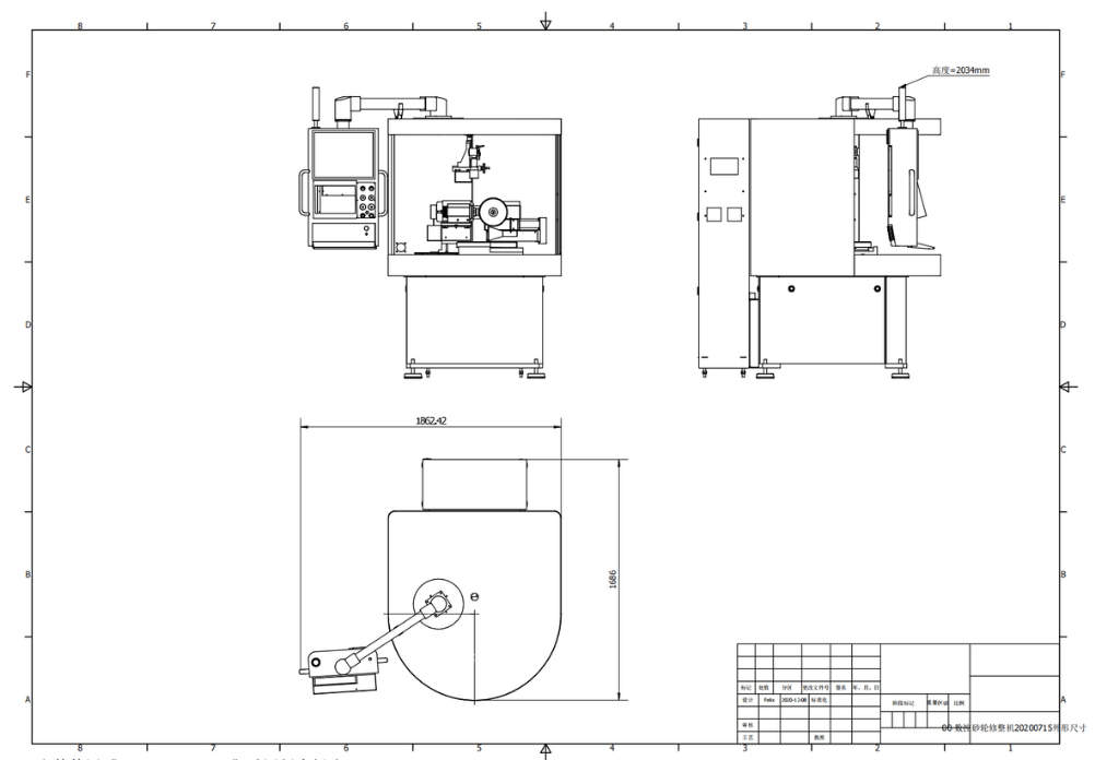 Technical Drawing of the X3 Grinding Wheel Dressing Machine